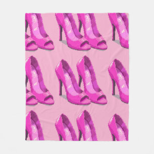 Pink High Heels 64-Bit Pixel Art Style Fleece Blanket