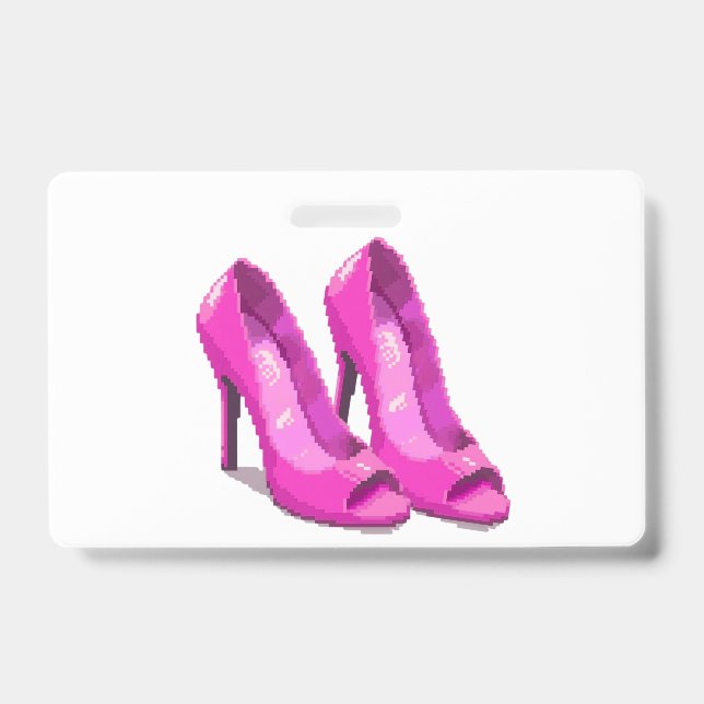 Pink High Heels 64-Bit Pixel Art Style ID Badge (Front)