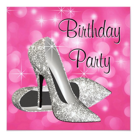 Pink High Heels Any Number Birthday Party Card