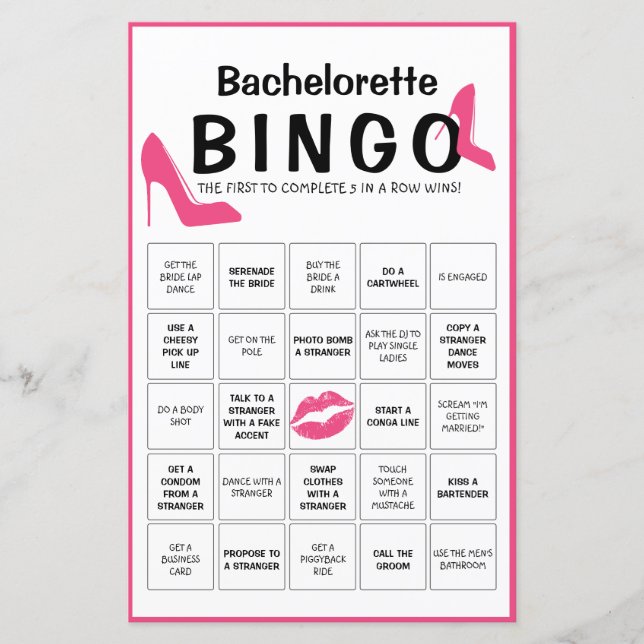 Pink High Heels | Bingo Game | Customisable (Front)