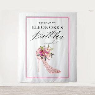 Pink High Heels Birthday Welcome  Tapestry