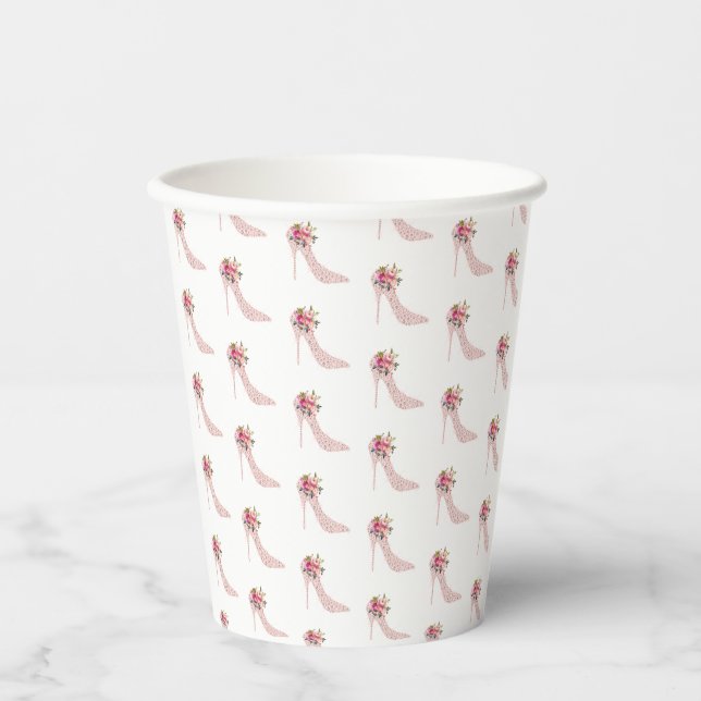 Pink High Heels Bridal Shower Paper Cups (Front)