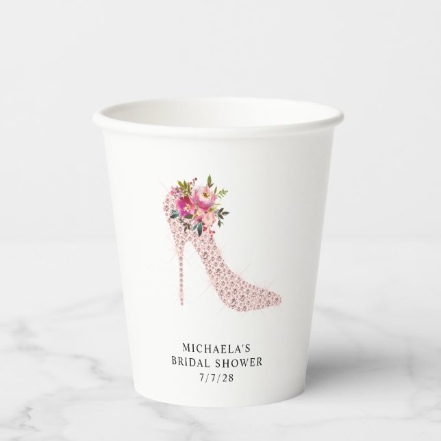 Pink High Heels Bridal Shower Paper Cups (Front)