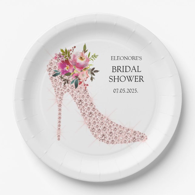 Pink High Heels Bridal Shower Paper Plate (Front)