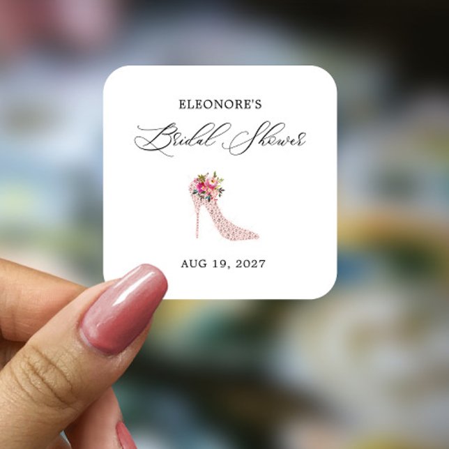 Pink High Heels Bridal Shower Square Sticker (Creator Uploaded)