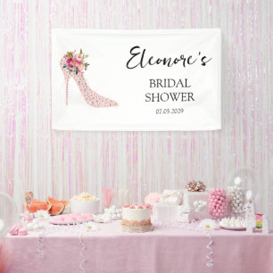 Pink High Heels Bridal Shower Welcome Horizontal Banner