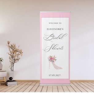 Pink High Heels Bridal Shower Welcome Retractable Banner