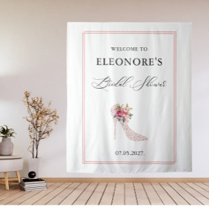 Pink High Heels Bridal Shower Welcome Tapestry