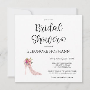 Pink High Heels Square Bridal Shower Invitation