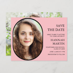 Pink High School Graduation Photo Save Date