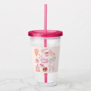 Pink High Tea Cats Acrylic Tumbler