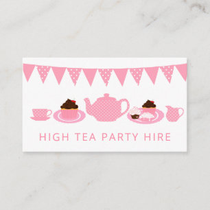 Pink High Tea Party Supply Event Hire Business Card