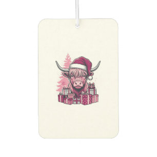 Pink Highland Cow Christmas Gifts Vintage Art_1 Car Air Freshener