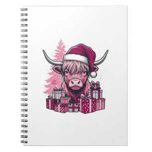 Pink Highland Cow Christmas Gifts Vintage Art_1 Notebook