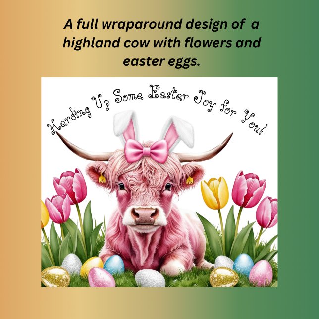 Pink Highland Cow Easter – Spring Floral and Eggs Thermal Tumbler (Creator Uploaded)