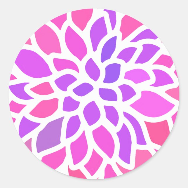 Pink Hippie Flower Retro Modern Classic Round Sticker (Front)