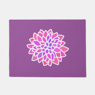 Pink Hippie Flower Retro Modern Doormat
