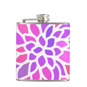 Pink Hippie Flower Retro Modern Hip Flask