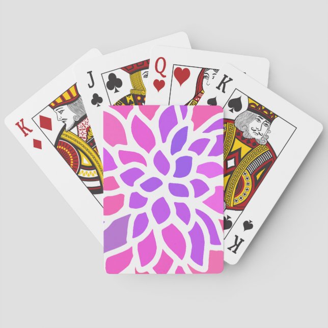 Pink Hippie Flower Retro Modern Playing Cards (Back)