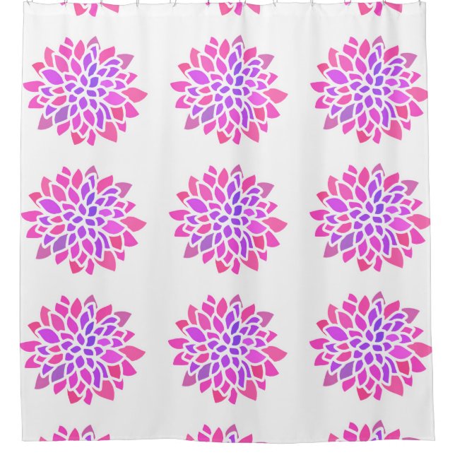 Pink Hippie Flower Retro Modern Shower Curtain (Front)