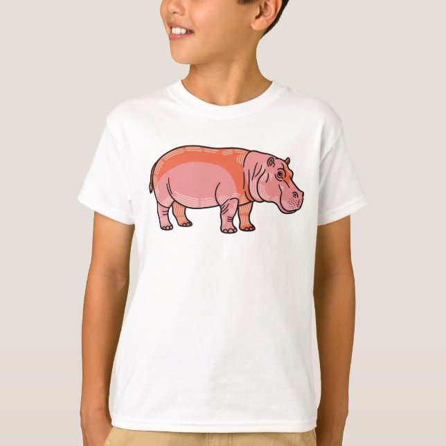 Pink Hippo Kids T-Shirt – Cute and Playful Animal  (Front)
