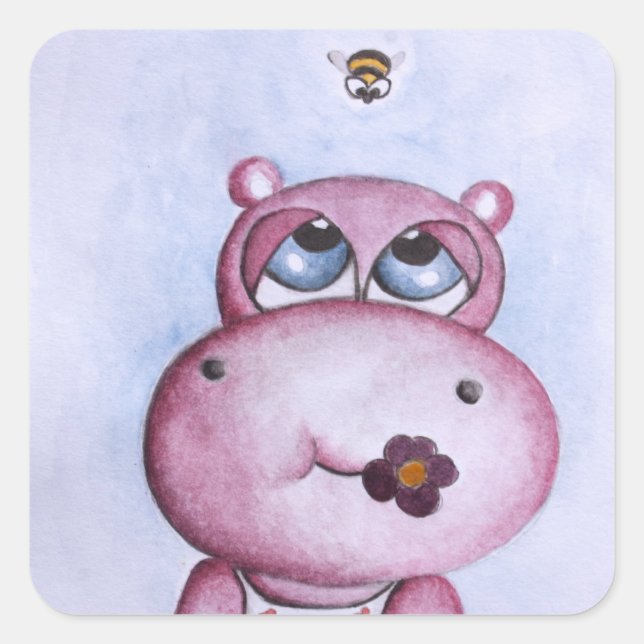 Pink Hippo Sticker (Front)