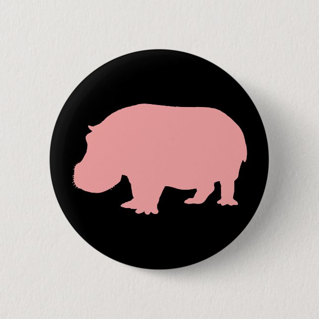 Pink Hippopotamus 6 Cm Round Badge (Front)