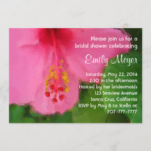 Pink Hisbiscus Flower Bridal Shower Invitation