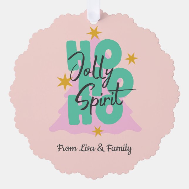 pink Ho Ho Christmas custom Ornament Card (Front)