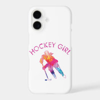 Pink Hockey Girl Player Watercolor