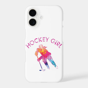 Pink Hockey Girl Player Watercolor