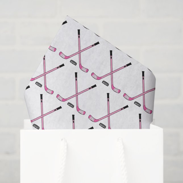 Pink Hockey Sticks and Puck Baby Girl Tissue Paper (Gift Bag)