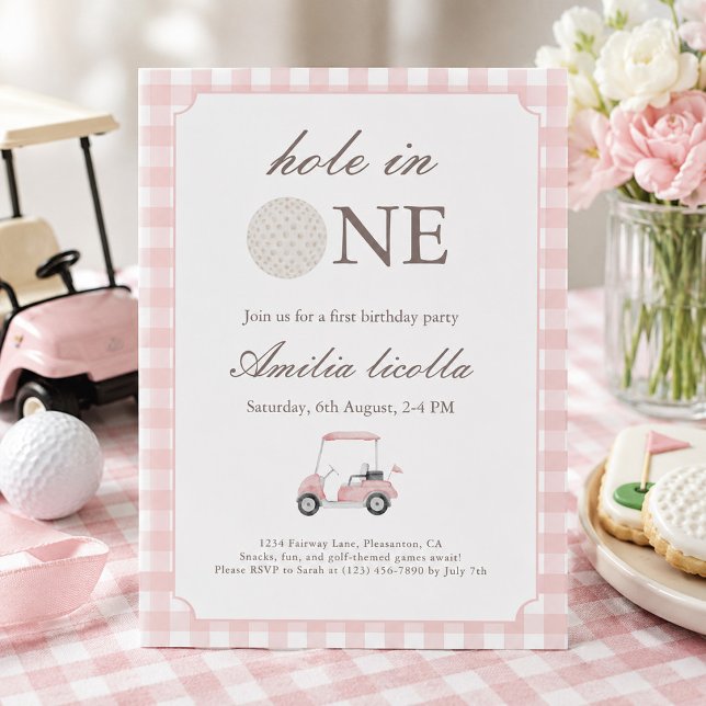 Pink Hole in One Golf Birthday Invitation (Creator Uploaded)