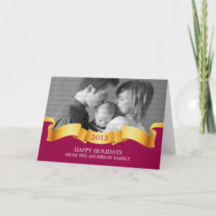 Pink Holiday Banner Photo Greeting Card