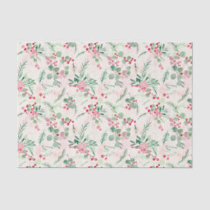 Pink Holiday Berries Vintage Christmas Tissue Paper