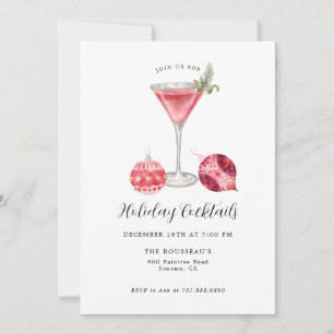 Pink Holiday Cocktail Party Invitation