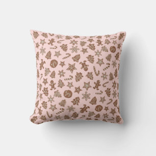 Pink Holiday Cookies Pattern Cushion