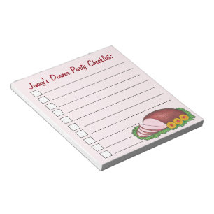 Pink Holiday Ham Christmas Easter Dinner Party Notepad