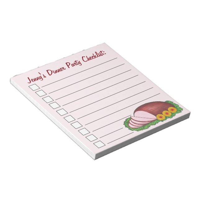 Pink Holiday Ham Christmas Easter Dinner Party Notepad (Angled)