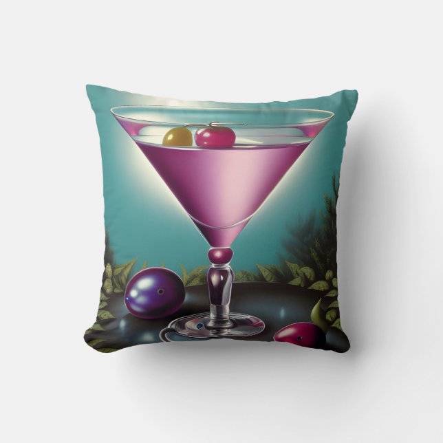 Pink Holiday Martini Cushion (Front)