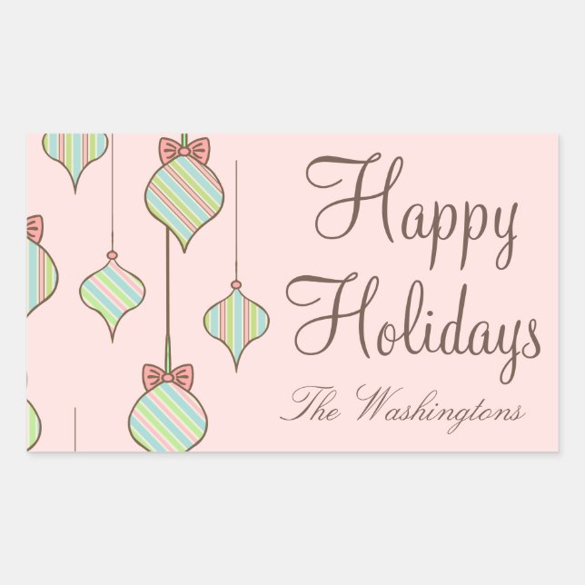Pink Holiday Ornament Stickers (Front)