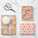 Pink Holiday Postage Stamps, Christmas Town, Bows Wrapping Paper Sheet<br><div class="desc">Think pink when wrapping your gifts this holiday season. This 3 design wrapping paper bundle will make your gifts look oh so cute under the tree. Featuring vintage postage stamps, pink bows, and a whimsical winter wonderland Christmas village. This wrapping paper will make your presents look like they’ve travelled through...</div>