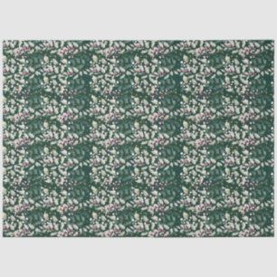 Pink Holly Berries and Foliage on Dark Green Tissue Paper