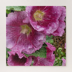 Pink hollyhock beauty       jigsaw puzzle