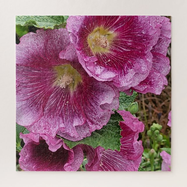 Pink hollyhock beauty       jigsaw puzzle (Vertical)