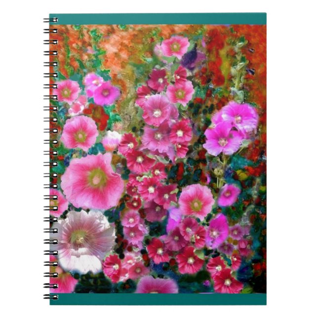 Pink Hollyhock Garden Gifts by Sharles Notebook (Front)