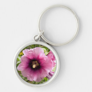PINK HOLLYHOCK KEY RING