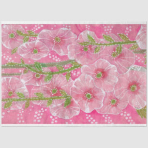 Pink Hollyhock Mallow Malva Flower Floral Painting Tissue Paper