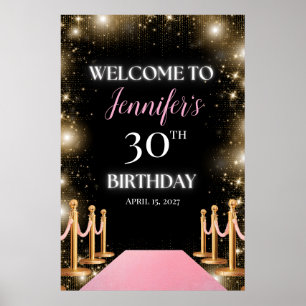 Pink Hollywood Glam Welcome Sign