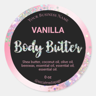 Pink Holographic Body Butter Labels